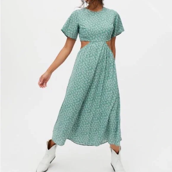 uo green dress Simple Sheath Sage Green Floor Length Bridesmaid Dresses With Side Slit,  MBD175 main image 1